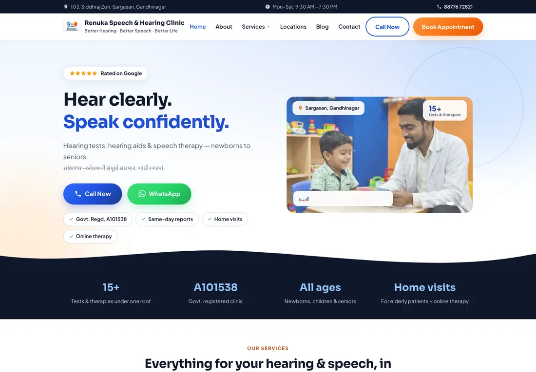 renukahearing.com — live clinic website